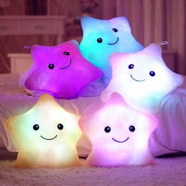 Plush Colorful LED Light Star Shape Throw Pillow Home Sofa Party Decor Toys Gift