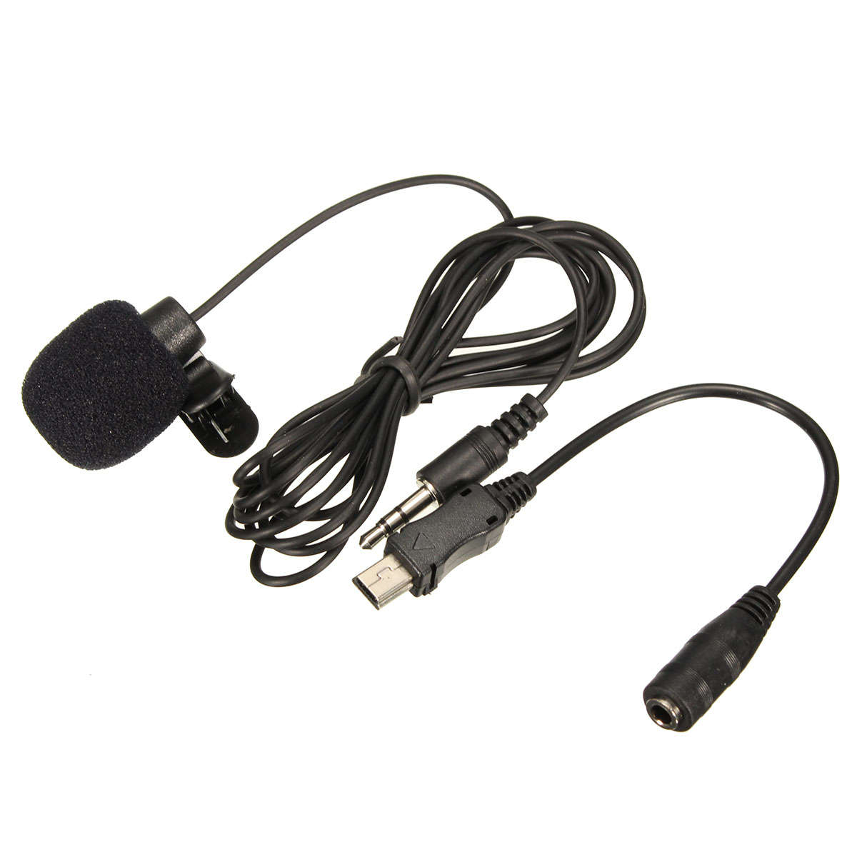 3.5mm External Microphone Mic Clip Lapel Tie With Mini USB Cable Adapter for GoPro Hero 3 3 Plus 4