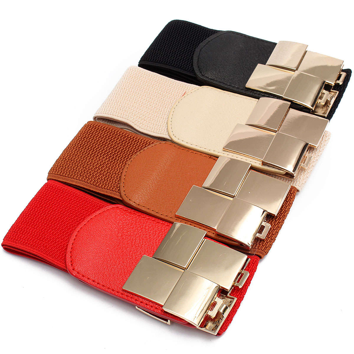 Women Ladies Metal Wide Elastic Stretch Corset Cinch Dress Waistband Waist Belt