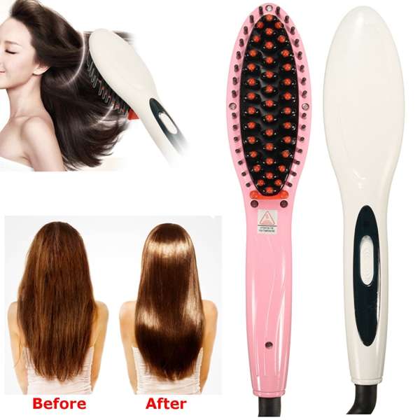 220V Professional Electric Hair Straightening Brush Straightener Irons Massager Straight Comb