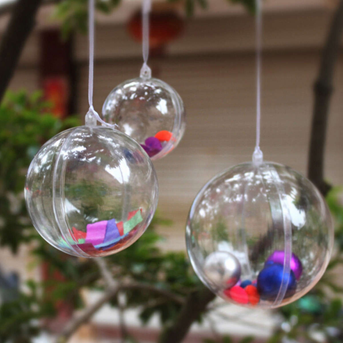 5pcs Christmas Tree Decoration Clear Hanging Ball Gift Candy Hanging Decration Ball