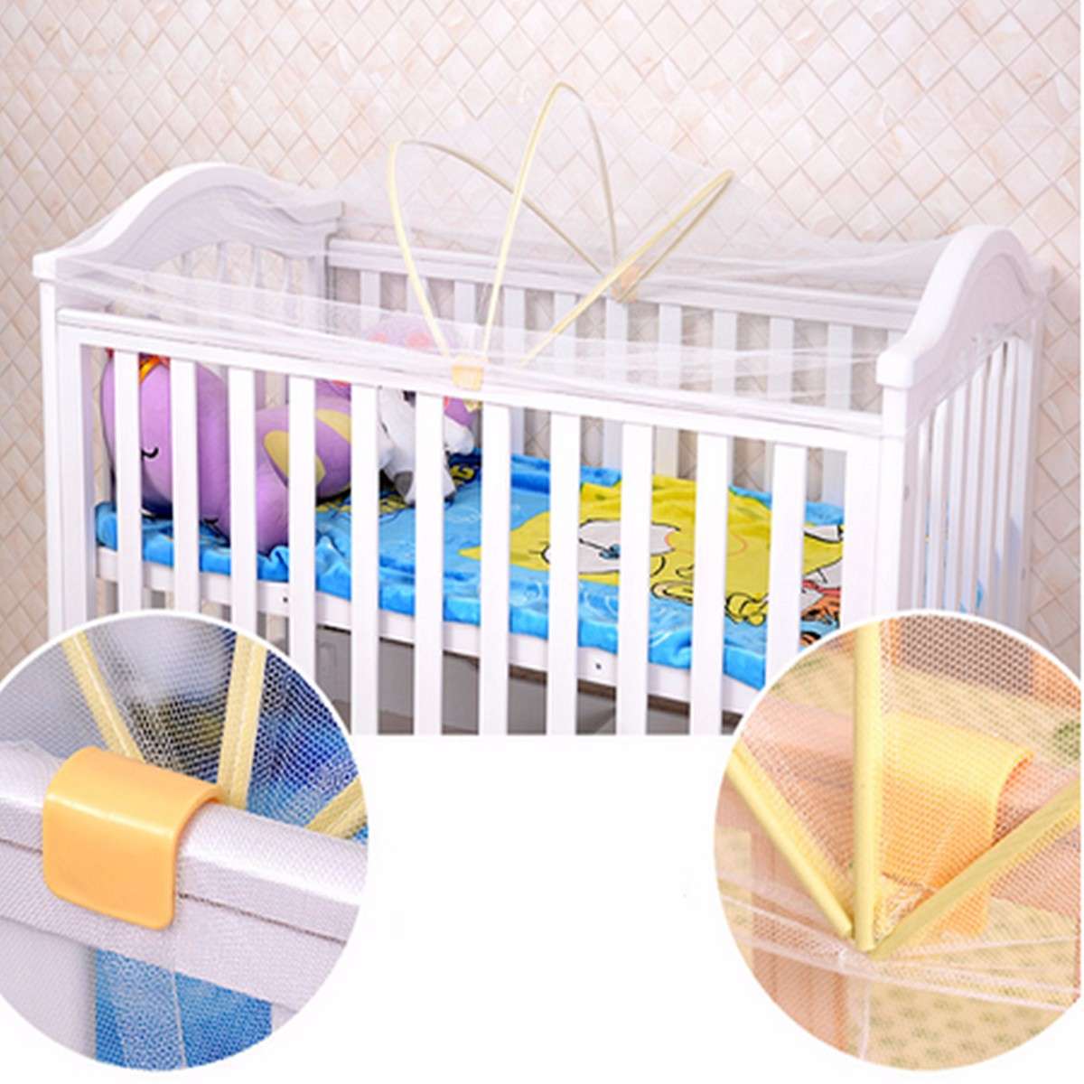Baby Arched Mosquitos Net Infant Cradle Bed Foldable With Bracket Mosquito Net