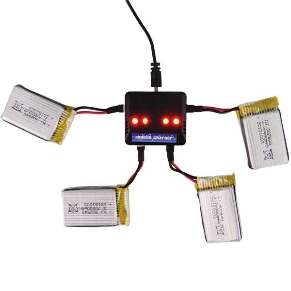 4Pcs 3.7V 800MAH 25C Battery And Charger For Syma X5C-1 X5SC X5SW M68 CX30 U816A WLtoys V929