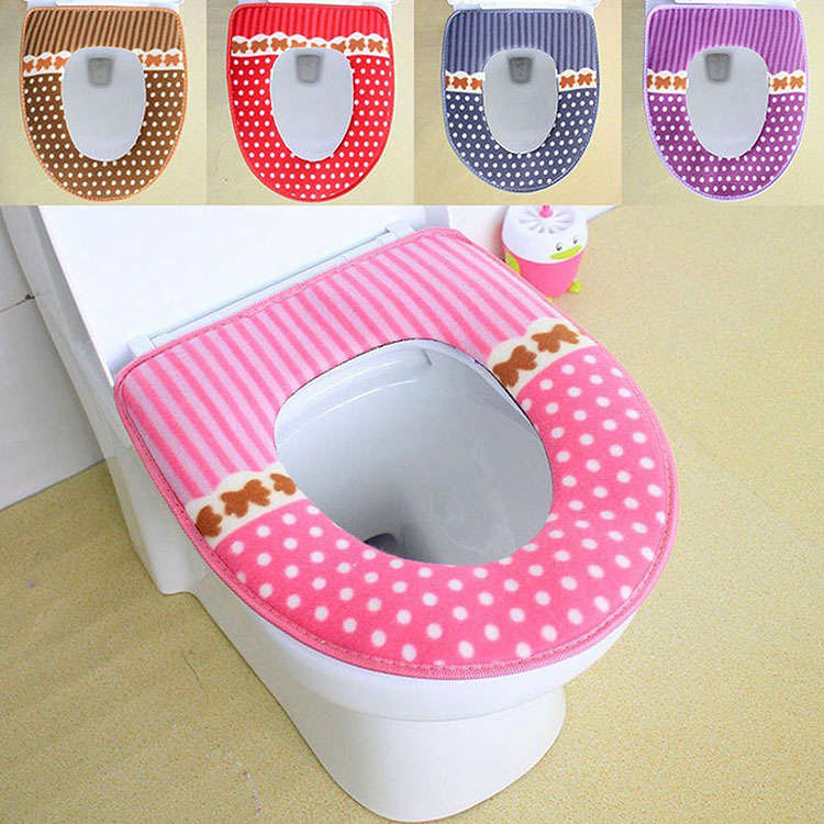 42x36cm Washable Bathroom Dot Toilet Seat Cover Closestool Seat Cushion Plush Pad