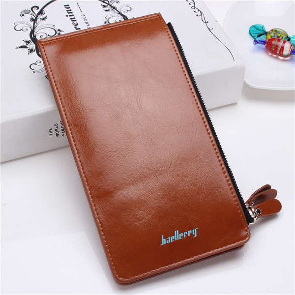 Women Men Waxy Ultrathin Leather Long Purse Elegant Card Multi Holder Phone Bags Coin Bags
