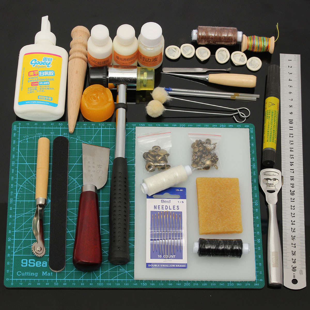 Leather Craft Tool Kit Leather Hand Sewing Tool Punch Cutter DIY Set