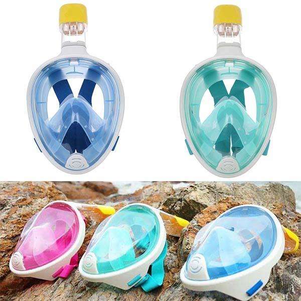 Silicone Full-Dry Diving Face Mask Snorkeling Goggles Glasses Lens Snorkel Gear Under Water