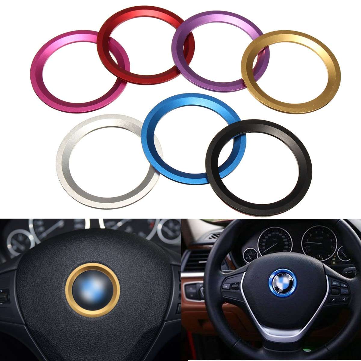 Car Steering Wheel Center Decoration Ring Cover Fit for BMW 1 3 4 5 7 Series