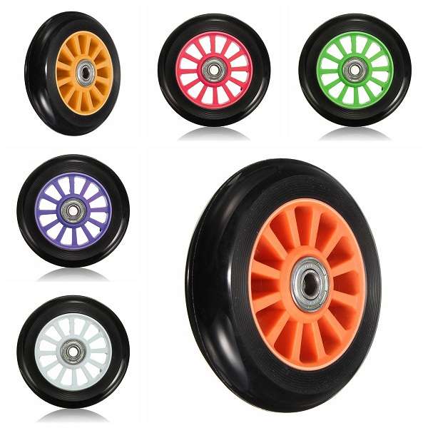 2Pcs 100mm Pro PU Replacement Kick Stunt Scooter Wheels + ABEC9 Bearings