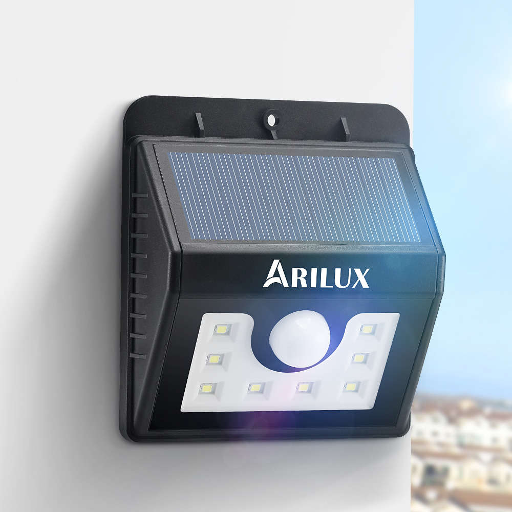 ARILUX AL-SL01 Super Bright 8 LED Solar PIR Motion Sensor Light Waterproof Outdoor Security Lamp
