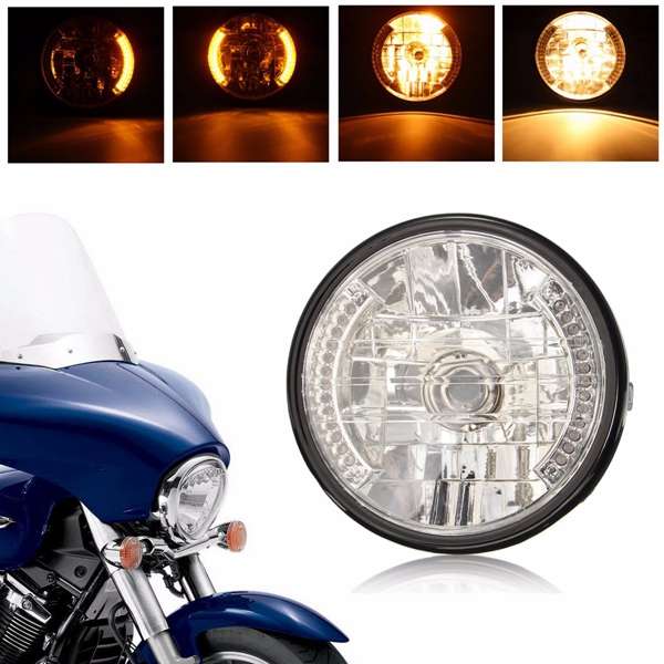 7inch H4 35W Motorcycle Headlight Amber LED Turn Signal Indicators For Harley Honda