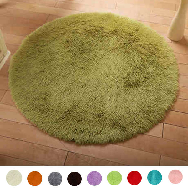 60cm Soft Plush Non Slip Round Mat Pure Colour Home Floor Carpet Bedroom Shaggy Rug