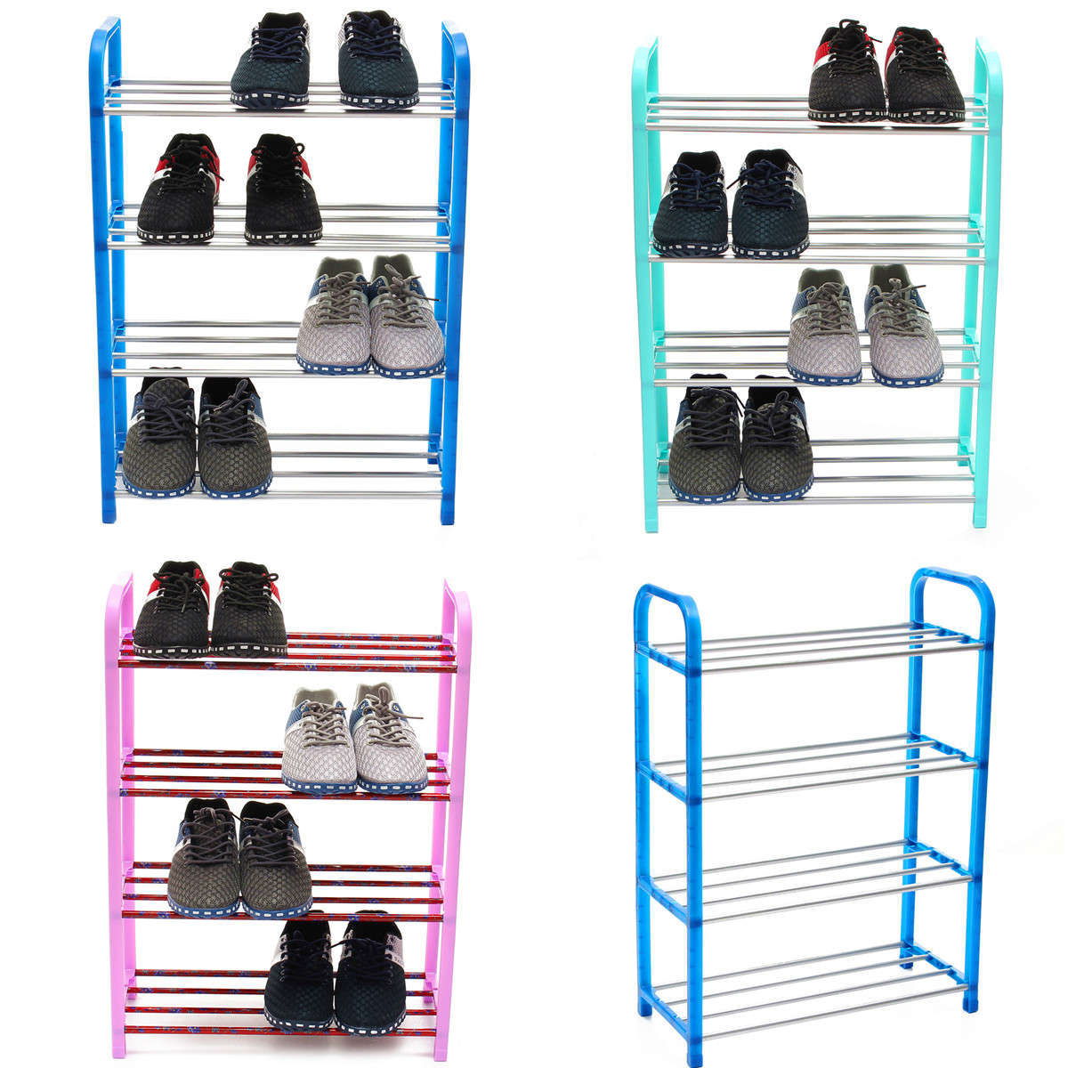 4 Tiers Shoes Display Storage Organizer Stainless Steel DIY Cabinet Towel Rack Stand Shelf Holder Un