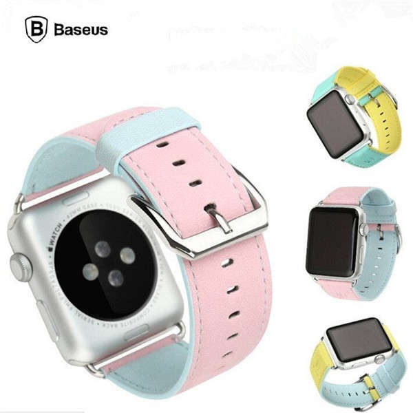 BASEUS Soft PU Leather Watchband Strap Steel Buckle Wristband For Apple Watch 38mm 42mm