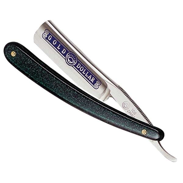 Men's Folding Shaving Knife Straight Edge Shaver Razor + Black Real Leather Pouch Cover Kit