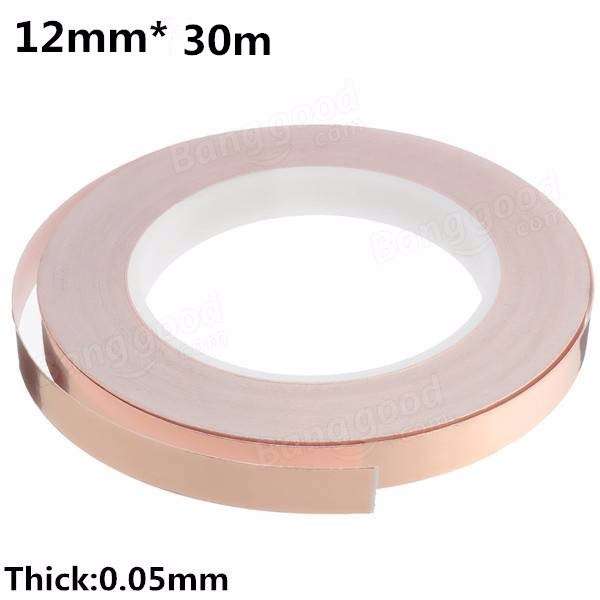 12mm¿¿30m Copper Foil Tape Low Impedance Conductive Coppper Foil EMI Shielding Self Adhesive Tape