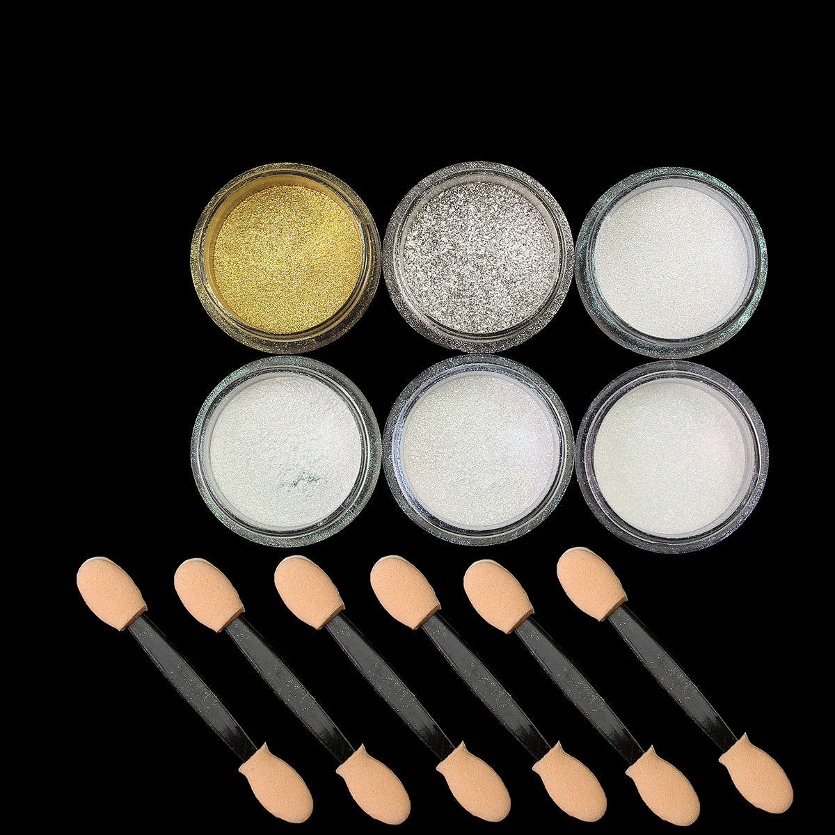 6 Colors Shining Metallic Nail Art Powder Glitter Shimmer Sequins Chrome Dust Pigment Manicure  -* 0