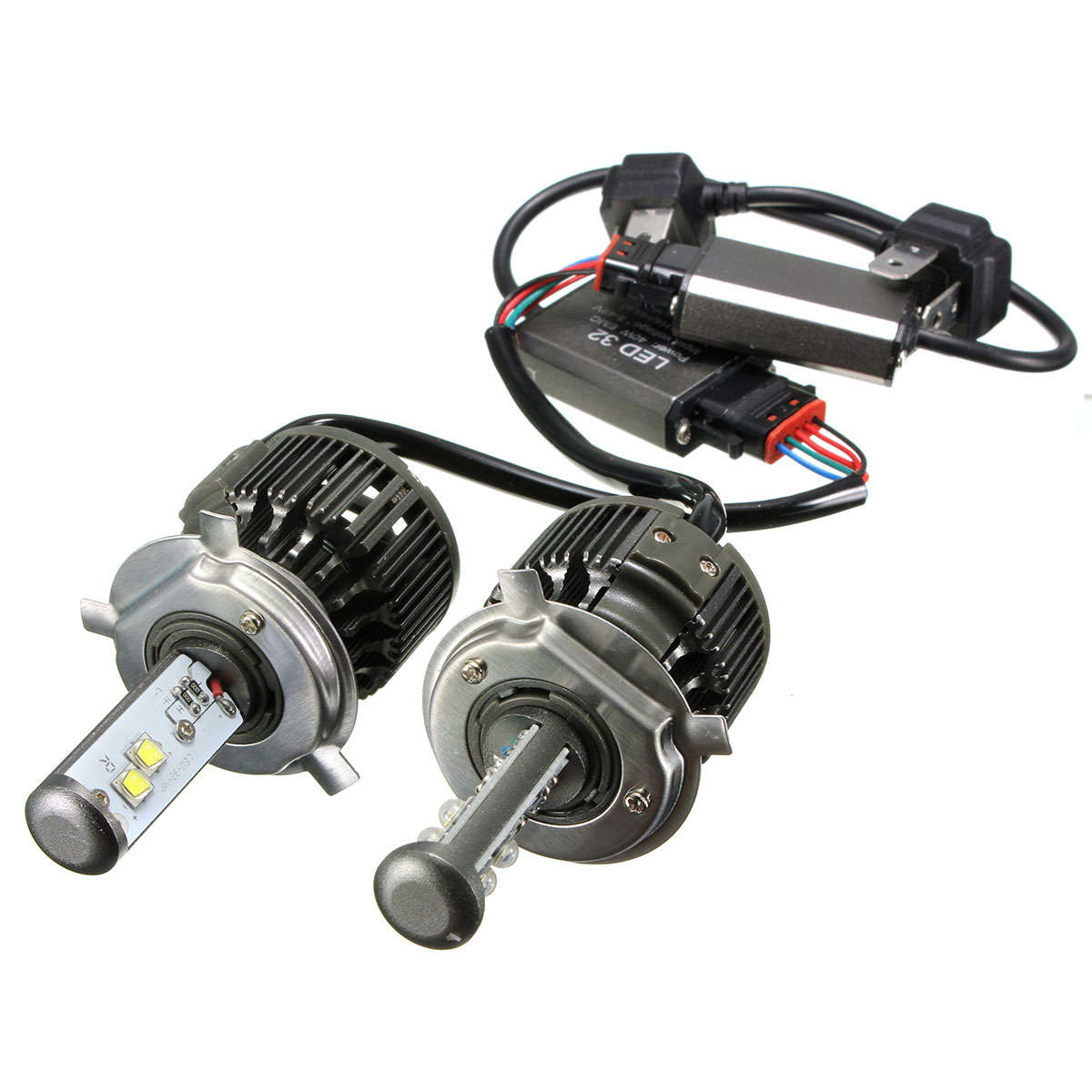 Pair 80W Turbo LED Headlight Bulbs 7800LM H4 Hi/Lo Super Bright Lights