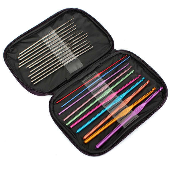 22pcs Multicolour Stainless Steel Sweater Scarf Hat Crochet Hooks DIY Knitting Craft Needle Tools