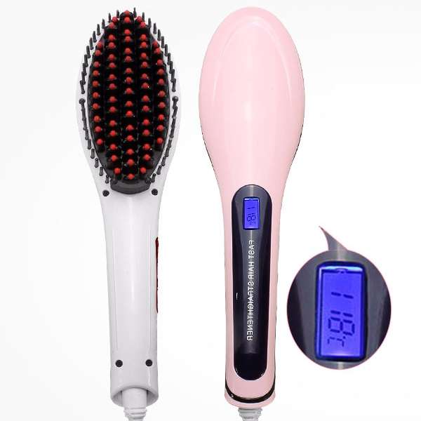 Electric Fast Hair Straightener LCD Comb Brush Anti-Scald Auto Massager Hairdressing