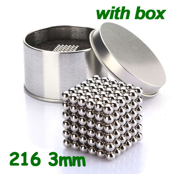 216Pcs 3mm Sliver DIY Neocube Magic Beads Magnetic Balls Puzzle With Box