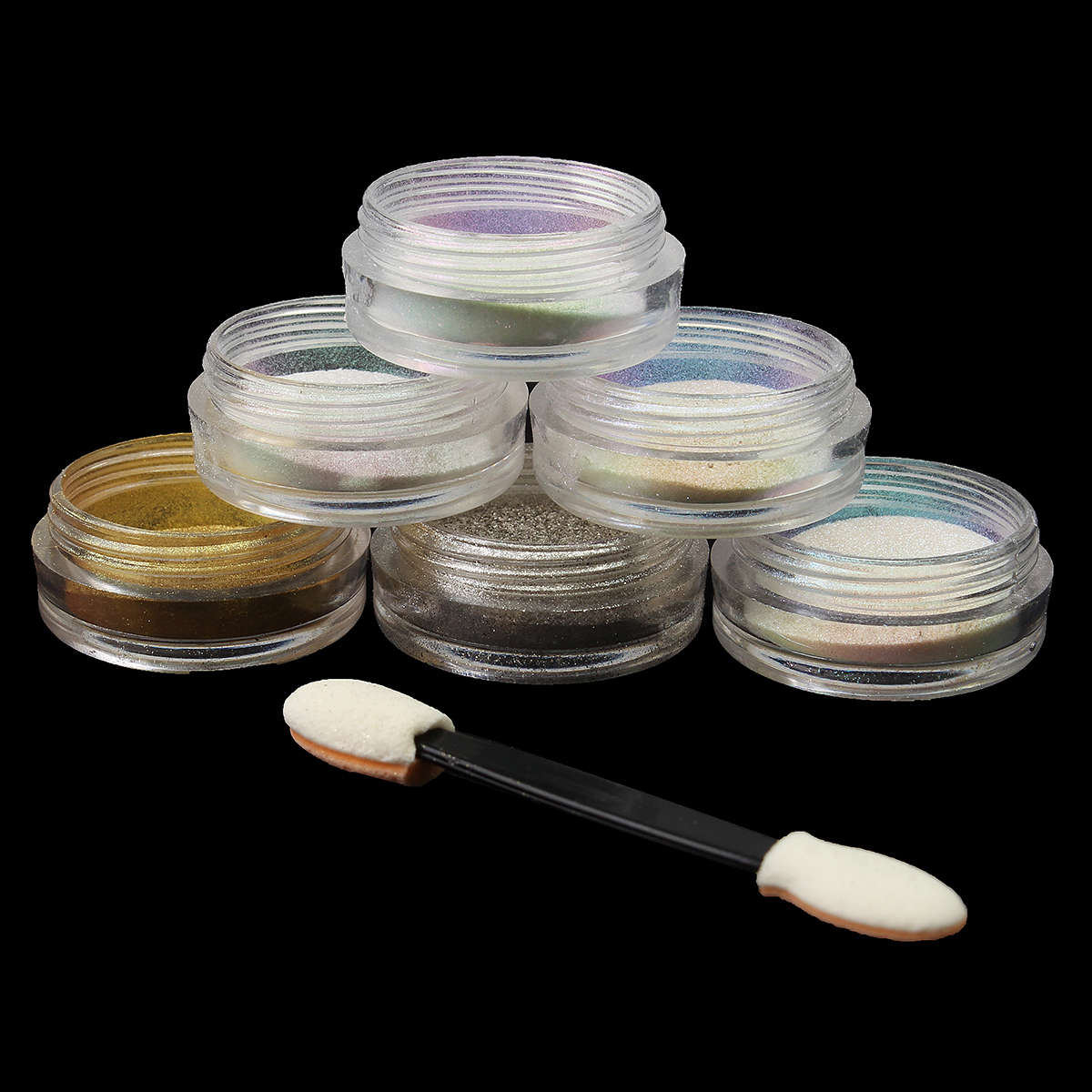 6 Colors Shining Metallic Nail Art Powder Glitter Shimmer Sequins Chrome Dust Pigment Manicure  -* 0