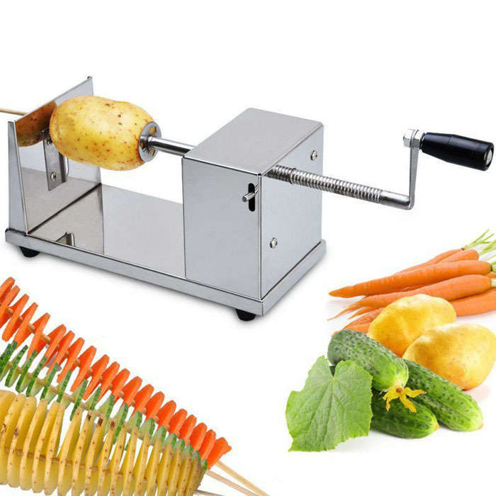 Stainless Steel Potato Chip Making Machine Home Made Potato Spiral Cutter Slicer