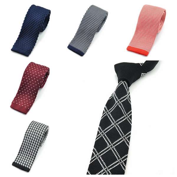 PenSee Men's Neckties Casual Stripe Plaids Skinny Knit Unisex Polyester Tie