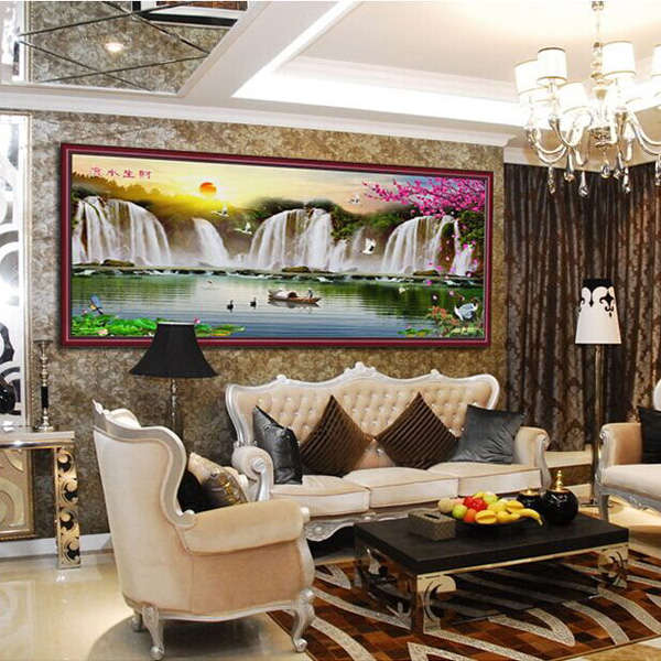 1110*45cm 3D Chinese Landscape Printing Cross Stitch Kit DIY Embroidery Kit Sets Home Decor