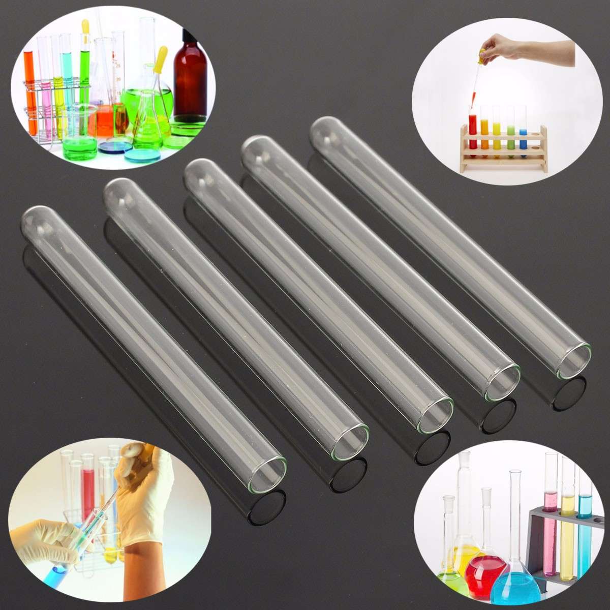 5pcs 100mm Pyrex Glass Blowing Tubes Wall Test Tube