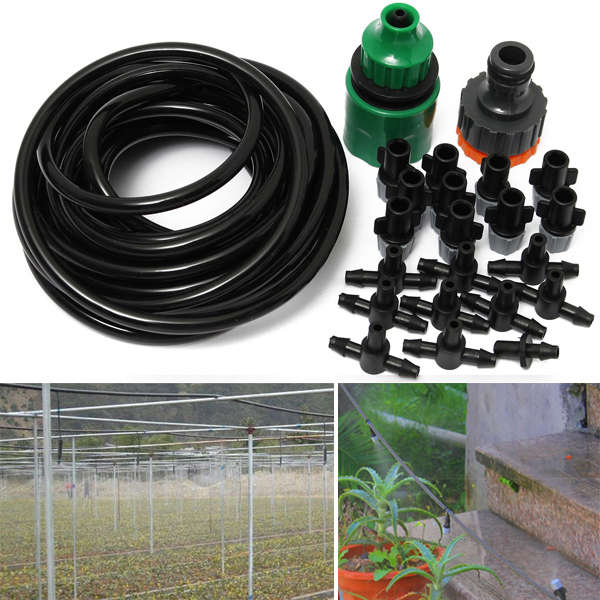 5m 16ft Outdoor Garden Misting Device Cooling System 10pcs Mist Nozzle Sprinkler Drip Irrigation