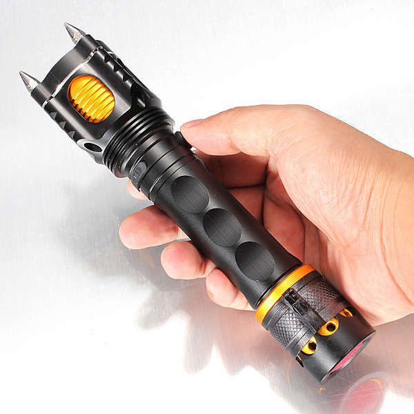 XM-L T6 2000LM 5modes Four Attack Heads Tactical Alarm LED Flashlight 18650