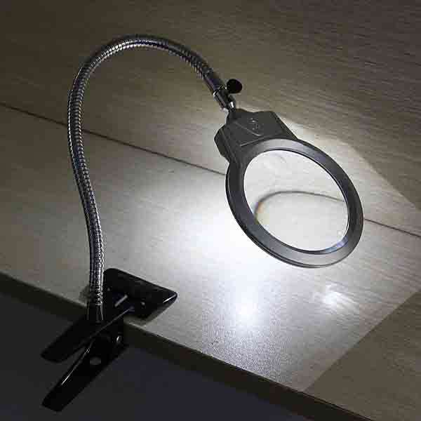 2.25X 5X LED Magnifying Table Desk Lamp Magnifying Glass with Clamp