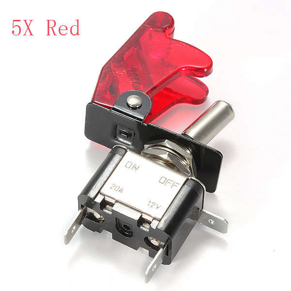 Red Car Cover LED SPST Toggle Rocker Switch Control 12V 20A On Off