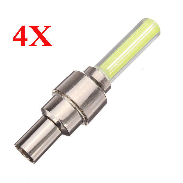 4x Car Bike Wheel Tyre Flash LED Valve Cap Light Yellow