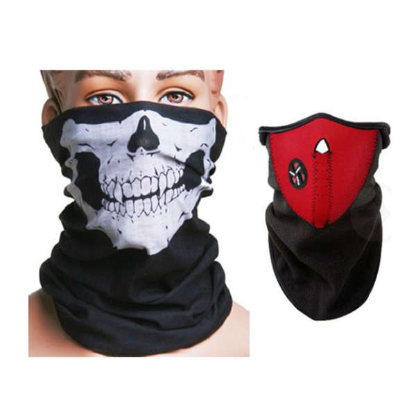 Motorcycle Face Neck Ski Warm Mask Red and Skull Face Mask Scarf