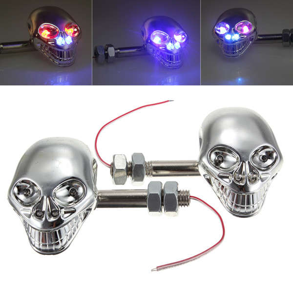 Universal Motorcycle Skeleton Head Turn Light Indicators Lights