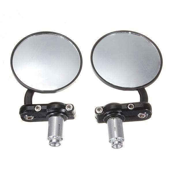 Motorcycle Aluminum 3Inch Round Handle Bar End 7/8Inch Side Mirrors