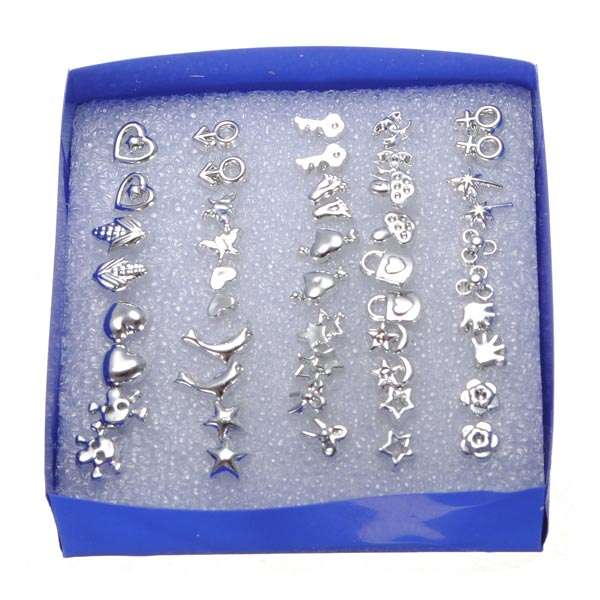 24 Pairs Multi-style Electroplating Ear Stud Anti-allergy Earrings