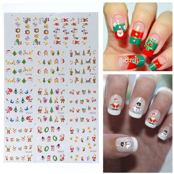 BLE Christmas Snowman Santa Nail Art Water Transfer Decal Sticker