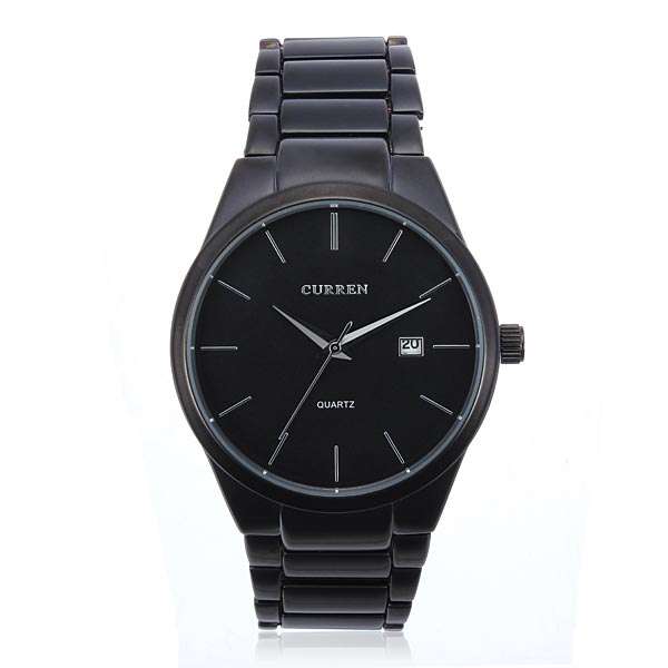 CURREN 8106 Black Stainless Steel Round Men Quartz Wrist Watch : Perfect Timing