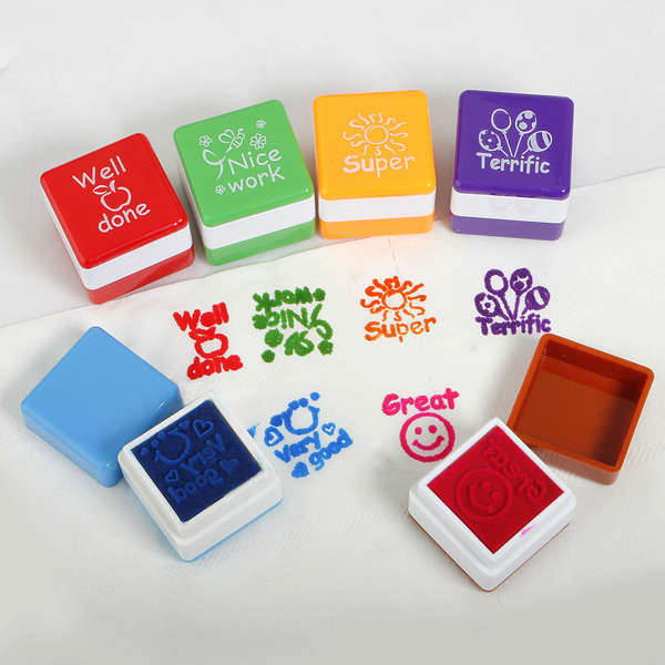 6Pcs Teacher Stamper Self Inking Reward Stamps Motivation Sticker