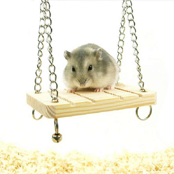 Wooden Bell Swing Suspension Hanging Cage Toys Parrot Hamster