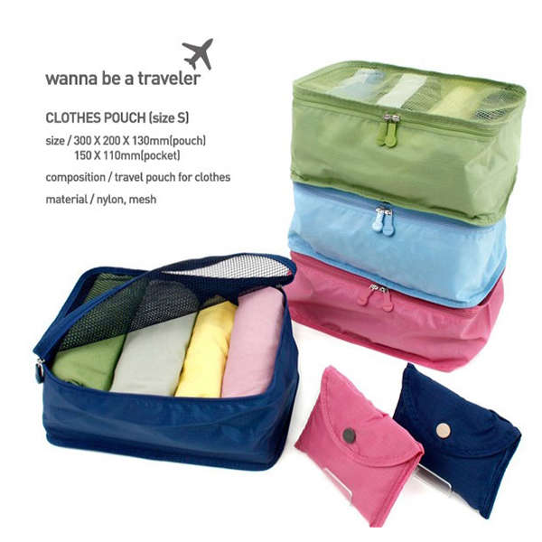 5pcs Nylon Luggage Storage Bags Travel Wash Bag 4 Colors