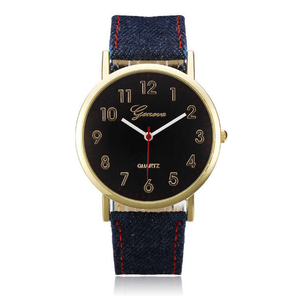 Vintange Cowboy Canvas Leather Band Waterproof Quartz Watch