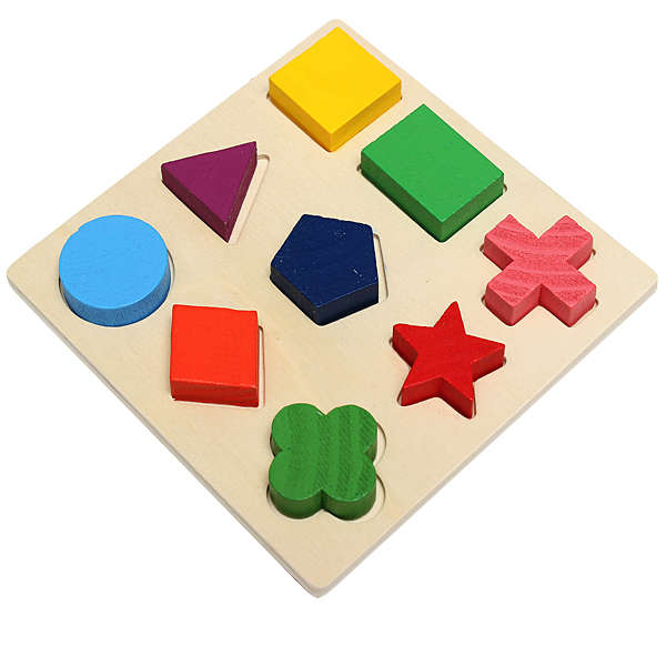 Wooden Geometric Puzzles Shape Education Early Childhood Toys