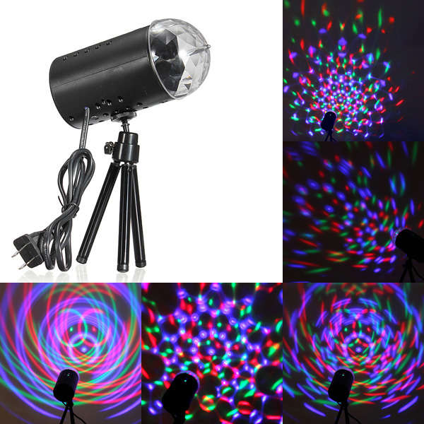 3W RGB Stage Light Lamp Crystal LED Rotating Disco Voice-activated