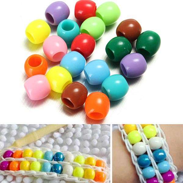 20pcs Acrylic Pony Beads DIY Colorful Rubber Bands Loom Bracelet