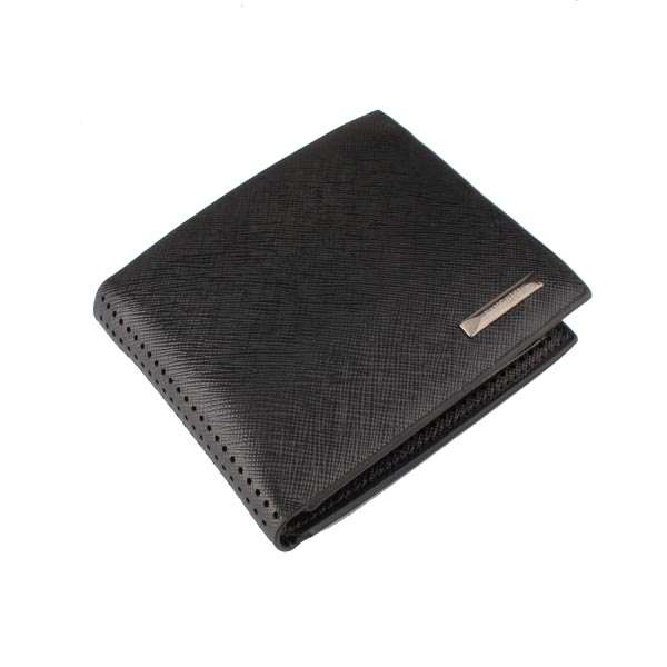 Cool Mens Black Short Embossing Cowhide Black Wallets