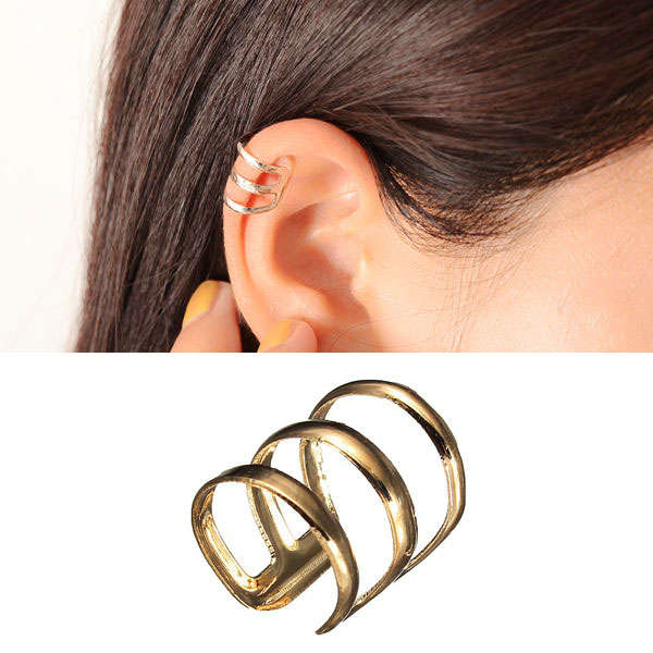 2pcs Gold Plated U Shaped Hollow Out Ear Cuff No Piercing Clip